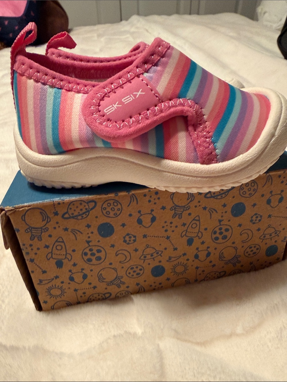 SK-SIX Kids Pink Multi-Stripe Slip-On Sneakers
